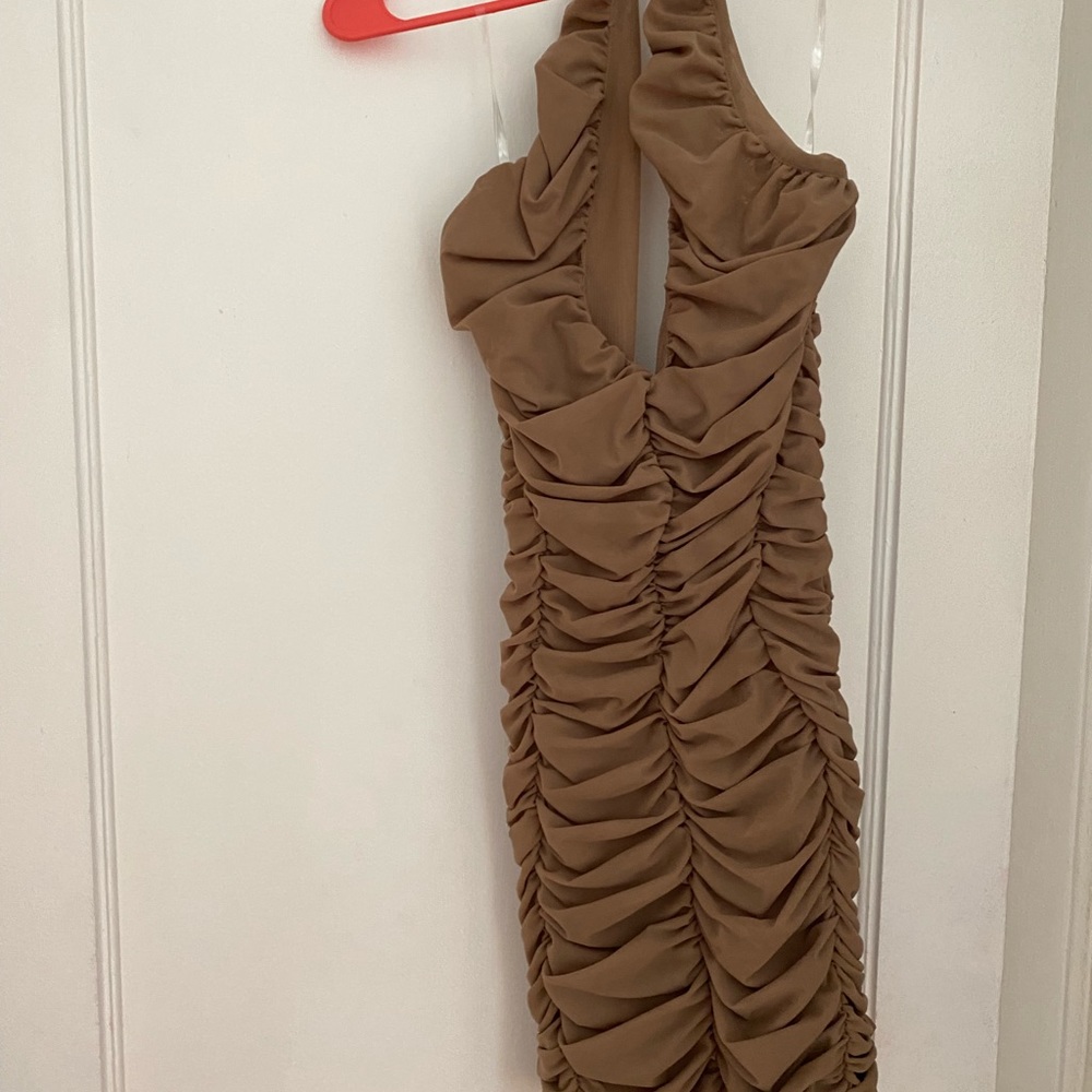 Mistress Rocks halter backless nude mini dress